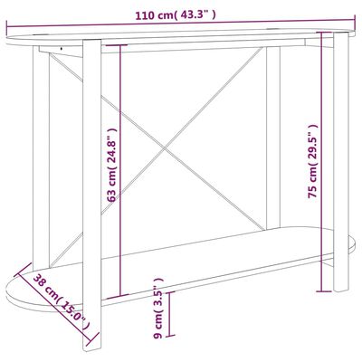 vidaXL konsoles galdiņš, melns, 110x38x75 cm, inženierijas koks