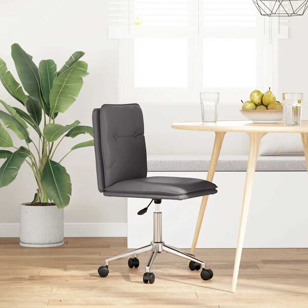 vidaXL virtuves krēsls, pelēka mākslīgā āda