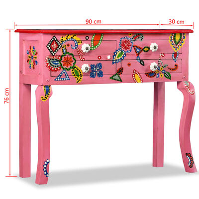 vidaXL konsoles galdiņš, mango masīvkoks, rozā, apgleznots