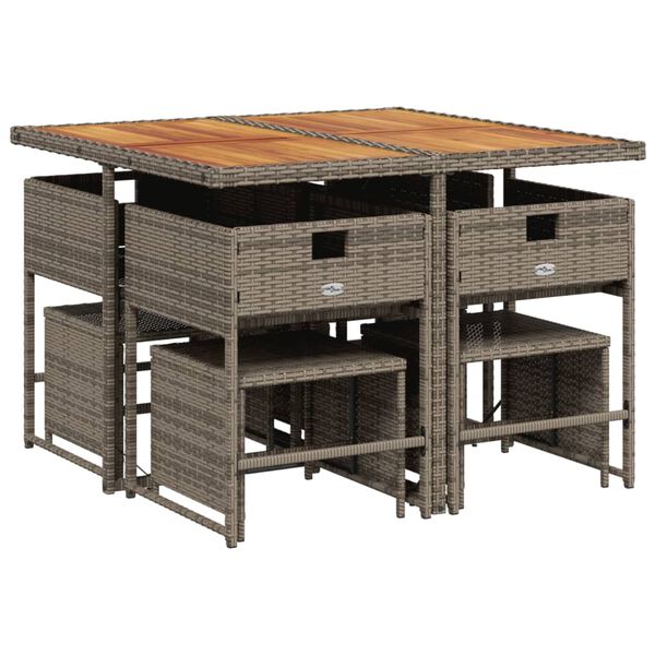 vidaXL 9-daļīgs dārza mēbeļu komplekts ar matračiem, PE rotangpalma