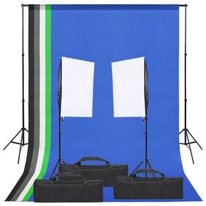 vidaXL fotostudijas komplekts, gaismas un fons