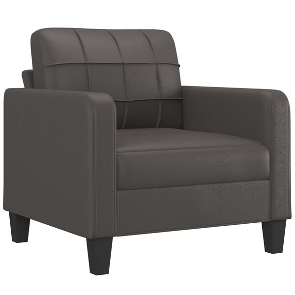 vidaXL atpūtas krēsls ar kājsoliņu, 60 cm, pelēka mākslīgā āda