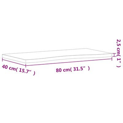 vidaXL rakstāmgalda virsma, 80x(36-40)x2,5 cm, dižskābarža masīvkoks