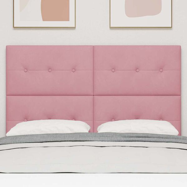 vidaXL LED gultas galva ar galvas klāju Rozā 160 cm Poliesters