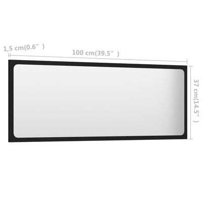 vidaXL vannasistabas spogulis, melns, 100x1,5x37 cm, skaidu plāksne