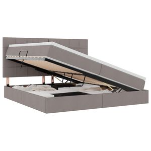 vidaXL Gulta ar uzglabā&scaron;anas vietu un matraci Pelēkbrūna 200 x 200 cm