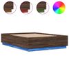 vidaXL gultas rāmis ar LED, brūns, 150x200 cm, inženierijas koks