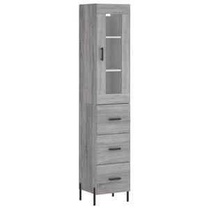 vidaXL augstais skapītis, pelēks, 34,5x34x180 cm, inženierijas koks