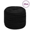 vidaXL darba virve, melna, 6 mm, 25 m, poliesters