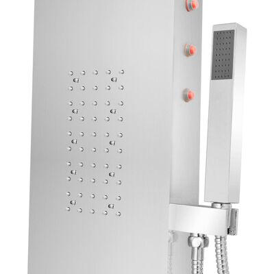 vidaXL dušas sistēma ar paneli, nerūsējošs tērauds, izliekta forma