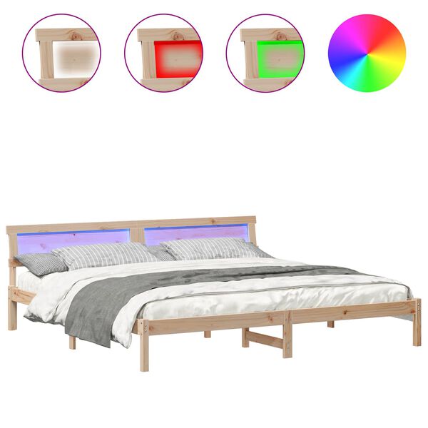 vidaXL Gultas rāmis Brūna 200 x 200 cm Priedes masīvkoks