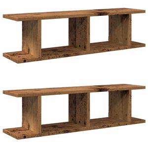 vidaXL sienas plaukti 2 gab. 75x18x20 cm veca koka inženierijas koks