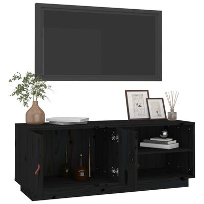 vidaXL TV skapītis, melns, 105x34x40 cm, priedes masīvkoks