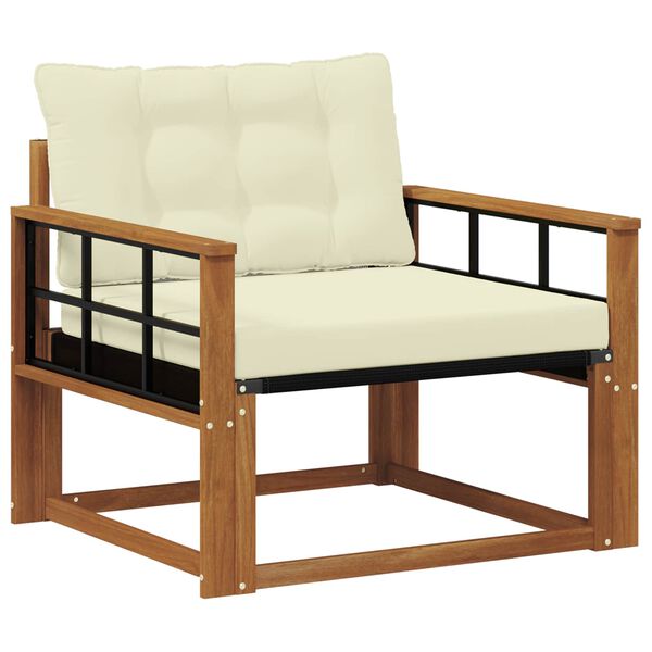 vidaXL Āra dīvānu komplekts Cieta akācijas koks un tekstilēns Dabiska