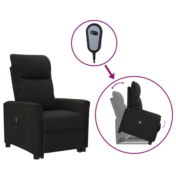 vidaXL atpūtas krēsls, paceļams, melns audums