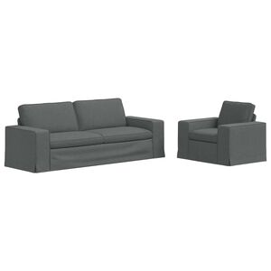 vidaXL Dīvānu komplekts 2 pcs Tum&scaron;i pelēks 182 x 80 x 82 cm audums