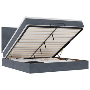 vidaXL Osmaņu gultas rāmis ar matračiem tum&scaron;i pelēks 160x200cm audums