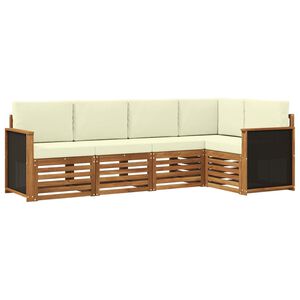 vidaXL Stūru dīvānu komplekts ar spilvenu 4 pcs Dabisks un krējuma