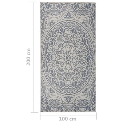 vidaXL āra paklājs, 100x200 cm, zils raksts