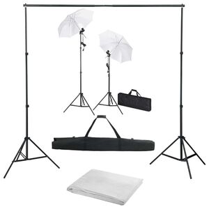 vidaXL fotostudijas komplekts &ndash; fons, lampas un lietussargi