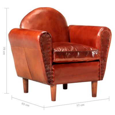 vidaXL atpūtas krēsls, brūns, 77x65x79 cm, dabīgā āda
