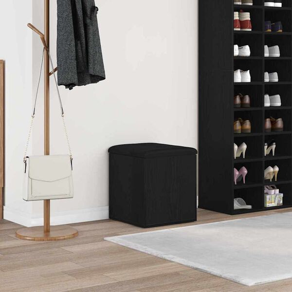 vidaXL Sols ar glabātuvi ar uzglabā&scaron;anu Melns ozolkoks 42 x 42 x 45 cm