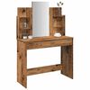 vidaXL tualetes galdiņš ar spoguli Old Wood 96x39x142 cm