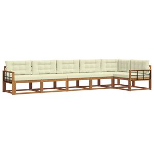 vidaXL Āra dīvānu komplekts ar spilvenu 6 pcs Dabisks un krējuma