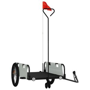 vidaXL velosipēda piekabe, pelēka un melna, oksfordas audums un dzelzs
