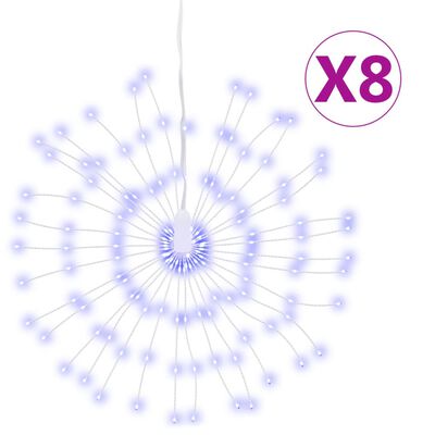 vidaXL Ziemassvētku dekorācijas 8 gab., 140 LED, zilas, 17 cm