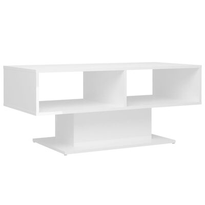 vidaXL kafijas galdiņš, spīdīgi balts, 103,5x50x44,5 cm, skaidu plātne