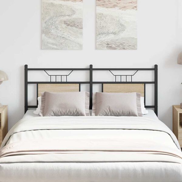 vidaXL galvgalis, ozolkoka krāsa, 137 cm, inženierijas koks, tērauds