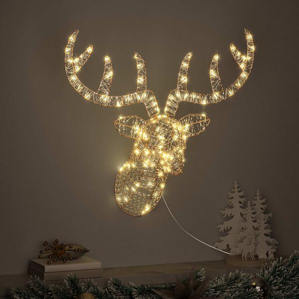 vidaXL Ziemassvētku ziemeļbriedis ar kamanām Silti balta PET