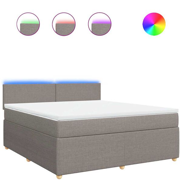 vidaXL atsperu gulta ar matraci, pelēkbrūns, 180x200 cm, audums