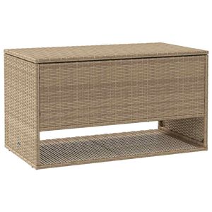 vidaXL dārza spilvenu kaste, bē&scaron;a, 100x55x55,5 cm, polirotangs