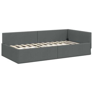 vidaXL Stūra gultas rāmis Tum&scaron;i pelēks 100 x 203 cm audums