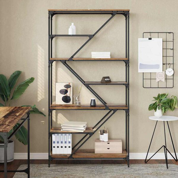 vidaXL Grāmatu plaukts Vecs koks 91 x 36 x 176 cm Inženierijas koks