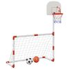 vidaXL Bērnu futbola un basketbola komplekts ar bumbām 98x50x70 cm