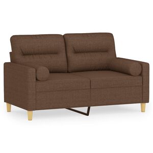 vidaXL divvietīgs dīvāns ar spilveniem, brūns, 120 cm, audums