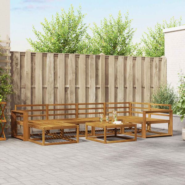 vidaXL Āra dīvānu komplekts 7 pcs Dabiska Cietā akācijas koks