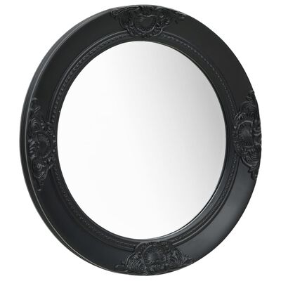 vidaXL baroka stila sienas spogulis, 50 cm, melns