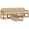 vidaXL Āra dīvānu komplekts 5 pcs Dabisks un bē&scaron;s Cietā akācijas koks