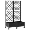 vidaXL Dārza kaste ar treli un riteņiem Melns 80 x 40 x 131,5 cm PP