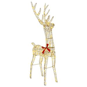 vidaXL 3D Ziemassvētku brieži 140 LED Silti balta 128 cm PET
