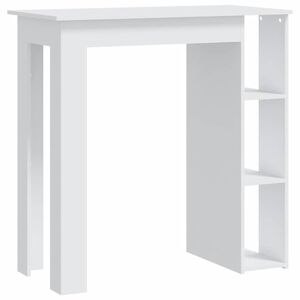 vidaXL bāra galds ar plauktu, balts, 102x50x103,5cm, inženierijas koks