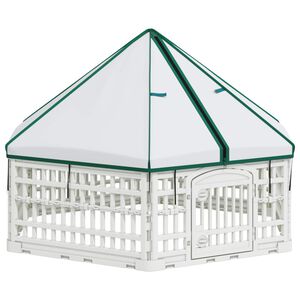 vidaXL 6 panelu suņu spēļu sēta 122 x 106,5 x 82 cm Plastmasa Balts