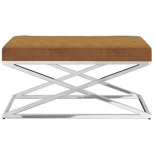 vidaXL sols, brūns samts un nerūsējo&scaron;s tērauds