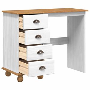vidaXL Rakstāmgalds ASKIM Balts 95 x 40 x 75 cm Ciets priedes koks