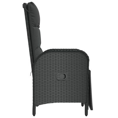 vidaXL dārza krēsli ar matračiem, 2 gab., PE rotangpalma, melni