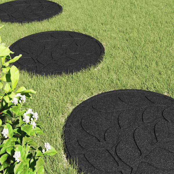 vidaXL Soļu Akmens 6 pcs Melns &Oslash; 44 x 2 cm Gumija